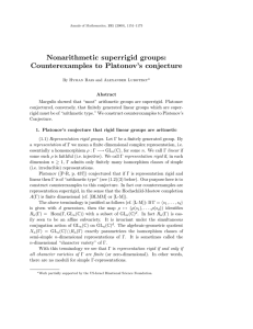 Nonarithmetic superrigid groups: Counterexamples to Platonov’s conjecture