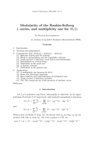Modularity of the Rankin-Selberg -series, and multiplicity one for L