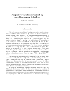 Projective varieties invariant by one-dimensional foliations