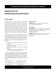 Special Issue on Modeling Bacterial Evolution Computational and Mathematical Methods in Medicine