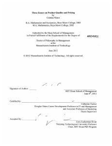 Three Essays  on  Product Quality  and Pricing by 2005