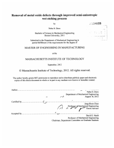 Removal  of metal  oxide  defects  through... wet  etching  process V