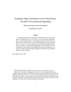 Immigrant Wage Assimilation in the United States: Rebecca Lessem and Carl Sanders
