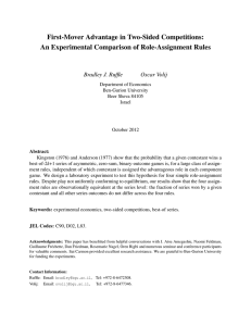First-Mover Advantage in Two-Sided Competitions: An Experimental Comparison of Role-Assignment Rules