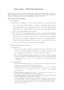 Study Guide – STAT 543, Final Exam