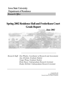 Spring 2002 Residence Hall and Frederiksen Court Grade Report Iowa State University