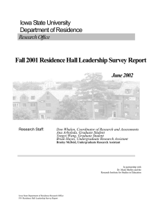 Fall 2001 Residence Hall Leadership Survey Report Iowa State University