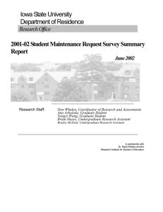 Iowa State University Department of Residence 2001-02 Student Maintenance Request Survey Summary