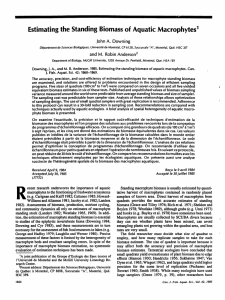 Estimating the Standing Biomass of Aquatic Macrophytes1 John A. Downing