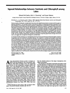 Sigmoid Relationships between Nutrients and Chlorophyll among Lakes