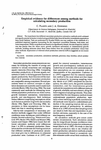 Empirical evidence for differences among methods for calculating secondary production