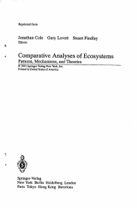 Comparative Analyses of Ecosystems Jonathan Cole Gary Lovett Stuart Findlay Springer-Verlag