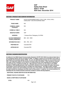 GAF Safety Data Sheet SDS #  1019A SDS Date: December 2014