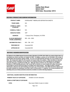 GAF Safety Data Sheet SDS # 2027 SDS Date: December 2014