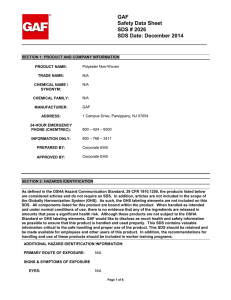 GAF Safety Data Sheet SDS # 2026 SDS Date: December 2014