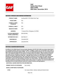 GAF Safety Data Sheet SDS # 2086 SDS Date: December 2014