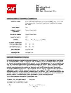 GAF Safety Data Sheet SDS # 2088 SDS Date: December 2014