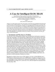 A Case for Intelligent RAM: IRAM