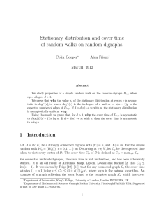 Stationary distribution and cover time of random walks on random digraphs.