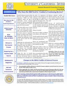Why Does the IRB Need to  Conduct a Continuing...  Human Research Protection Program News Brief