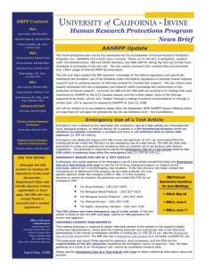 Human Research Protections Program News Brief AAHRPP Update
