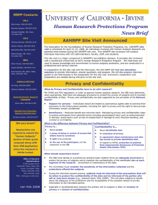 Human Research Protections Program News Brief AAHRPP Site Visit Announced
