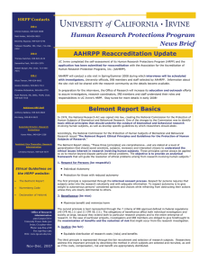 Human Research Protections Program News Brief HRPP Contacts