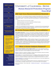 Human Research Protections Program News Brief HRPP Contacts