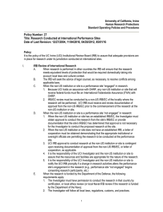 Policy Number: 27 Title: Research Conducted at International Performance Sites