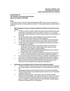 Policy Number: 28 Title: Research Involving Use of the Internet