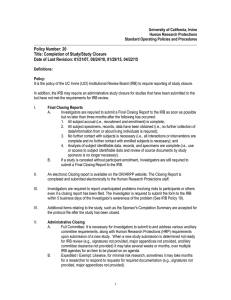 Policy Number: 20 Title: Completion of Study/Study Closure