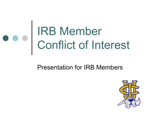 IRB Member Conflict of Interest Presentation for IRB Members