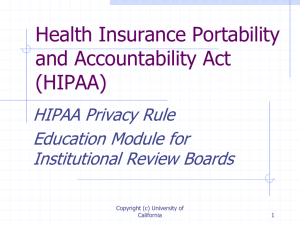 Health Insurance Portability and Accountability Act (HIPAA) HIPAA Privacy Rule