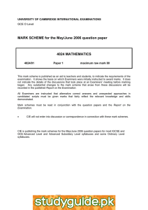 MARK SCHEME for the May/June 2006 question paper  4024 MATHEMATICS