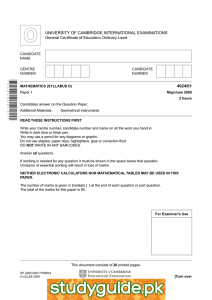 UNIVERSITY OF CAMBRIDGE INTERNATIONAL EXAMINATIONS 4024/01 General Certificate of Education Ordinary Level