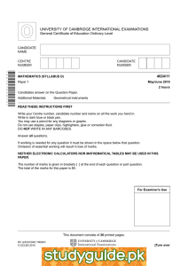 UNIVERSITY OF CAMBRIDGE INTERNATIONAL EXAMINATIONS 4024/11 General Certificate of Education Ordinary Level