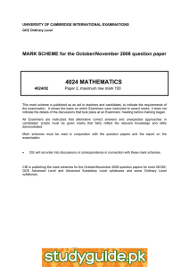 4024 MATHEMATICS  MARK SCHEME for the October/November 2008 question paper