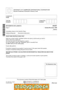 UNIVERSITY OF CAMBRIDGE INTERNATIONAL EXAMINATIONS 4024/01 General Certificate of Education Ordinary Level