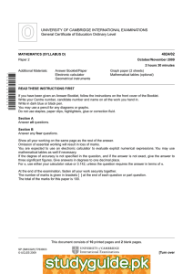 UNIVERSITY OF CAMBRIDGE INTERNATIONAL EXAMINATIONS General Certificate of Education Ordinary Level 4024/02