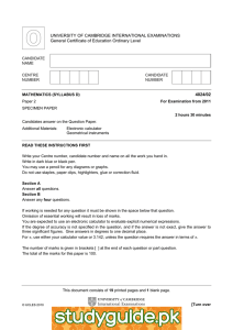 UNIVERSITY OF CAMBRIDGE INTERNATIONAL EXAMINATIONS General Certificate of Education Ordinary Level  4024/02