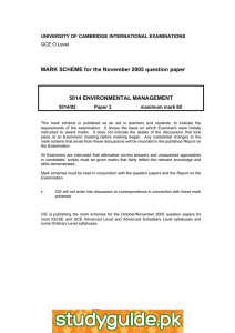 MARK SCHEME for the November 2005 question paper  5014 ENVIRONMENTAL MANAGEMENT