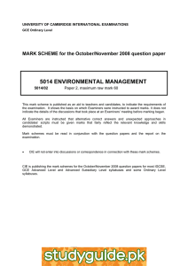 5014 ENVIRONMENTAL MANAGEMENT  MARK SCHEME for the October/November 2008 question paper
