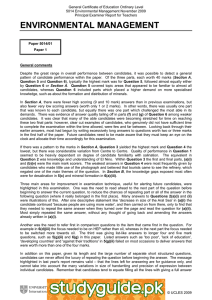 General Certificate of Education Ordinary Level 5014 Environmental Management November 2009