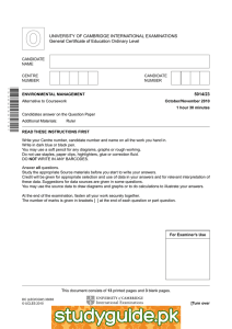 UNIVERSITY OF CAMBRIDGE INTERNATIONAL EXAMINATIONS General Certificate of Education Ordinary Level 5014/23