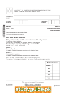 UNIVERSITY OF CAMBRIDGE INTERNATIONAL EXAMINATIONS General Certificate of Education Ordinary Level 5054/23