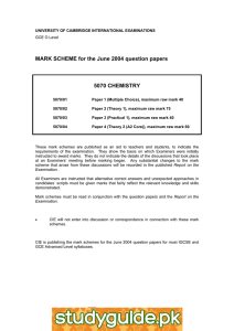 MARK SCHEME for the June 2004 question papers  5070 CHEMISTRY