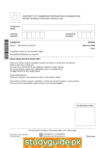 UNIVERSITY OF CAMBRIDGE INTERNATIONAL EXAMINATIONS General Certificate of Education Ordinary Level 5070/04