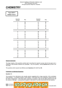 General Certificate of Education Ordinary Level 5070 Chemistry June 2010