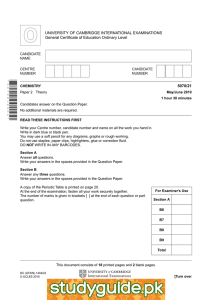 UNIVERSITY OF CAMBRIDGE INTERNATIONAL EXAMINATIONS General Certificate of Education Ordinary Level 5070/21