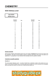 CHEMISTRY GCE Ordinary Level